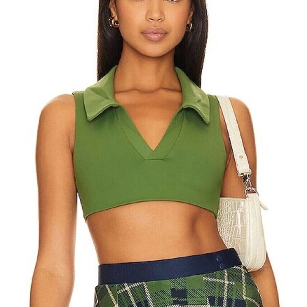 WeWoreWhat Polo Bra Size Medium Court Green Retail $78
